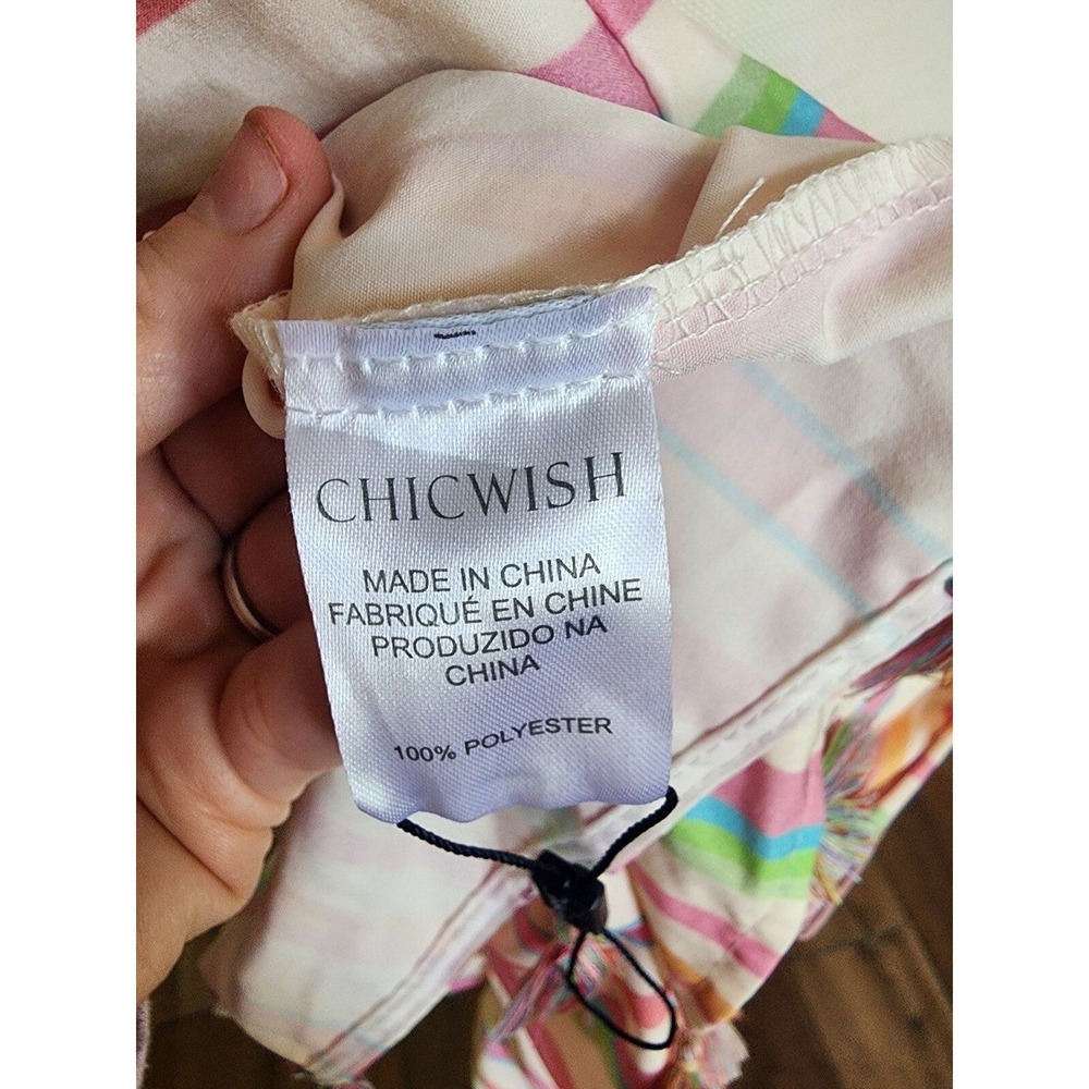 ChicWish Rainbow Pastel Striped Multicolor Maxi with Tassels Dress Boho Size M - Picture 10 of 10
